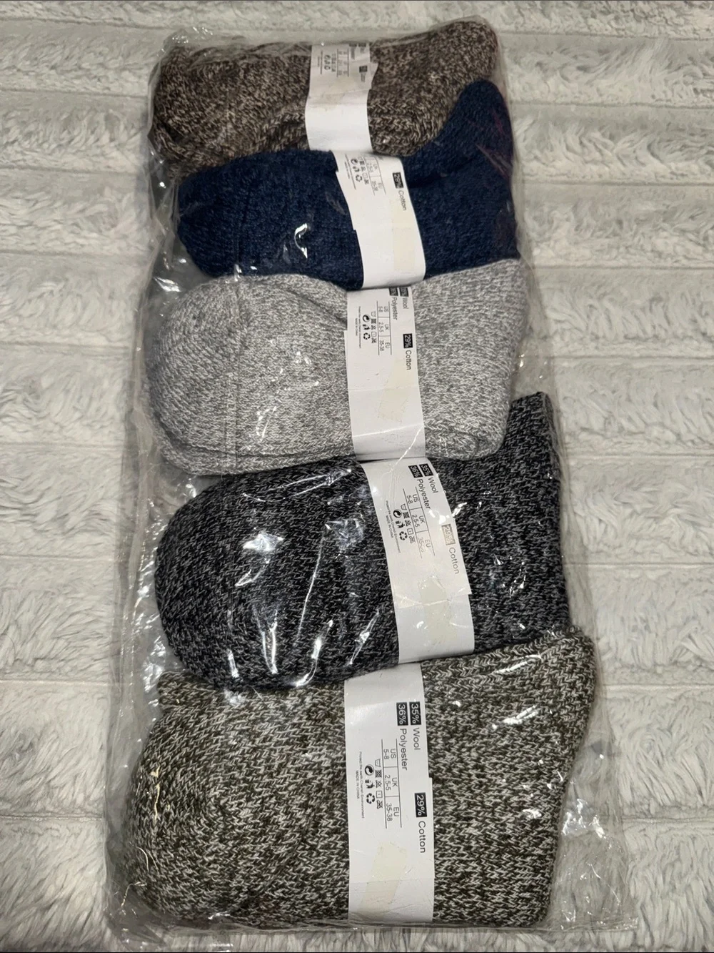 Cozy Marled Crew Socks - 5-Pack in Neutral Tones